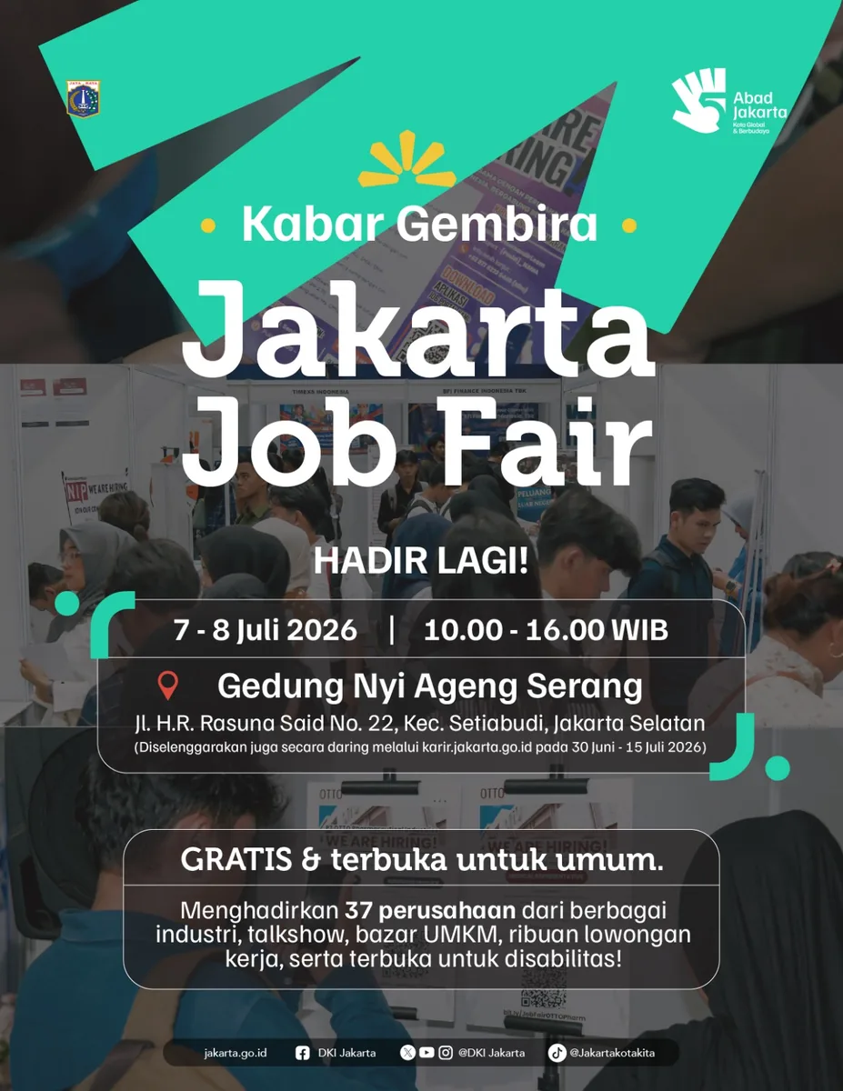 Job Fair Provinsi Jambi 2026 (Suku Dinas TKTE Wilayah Provinsi Jambi Barat) : 7-8 Juli 2026